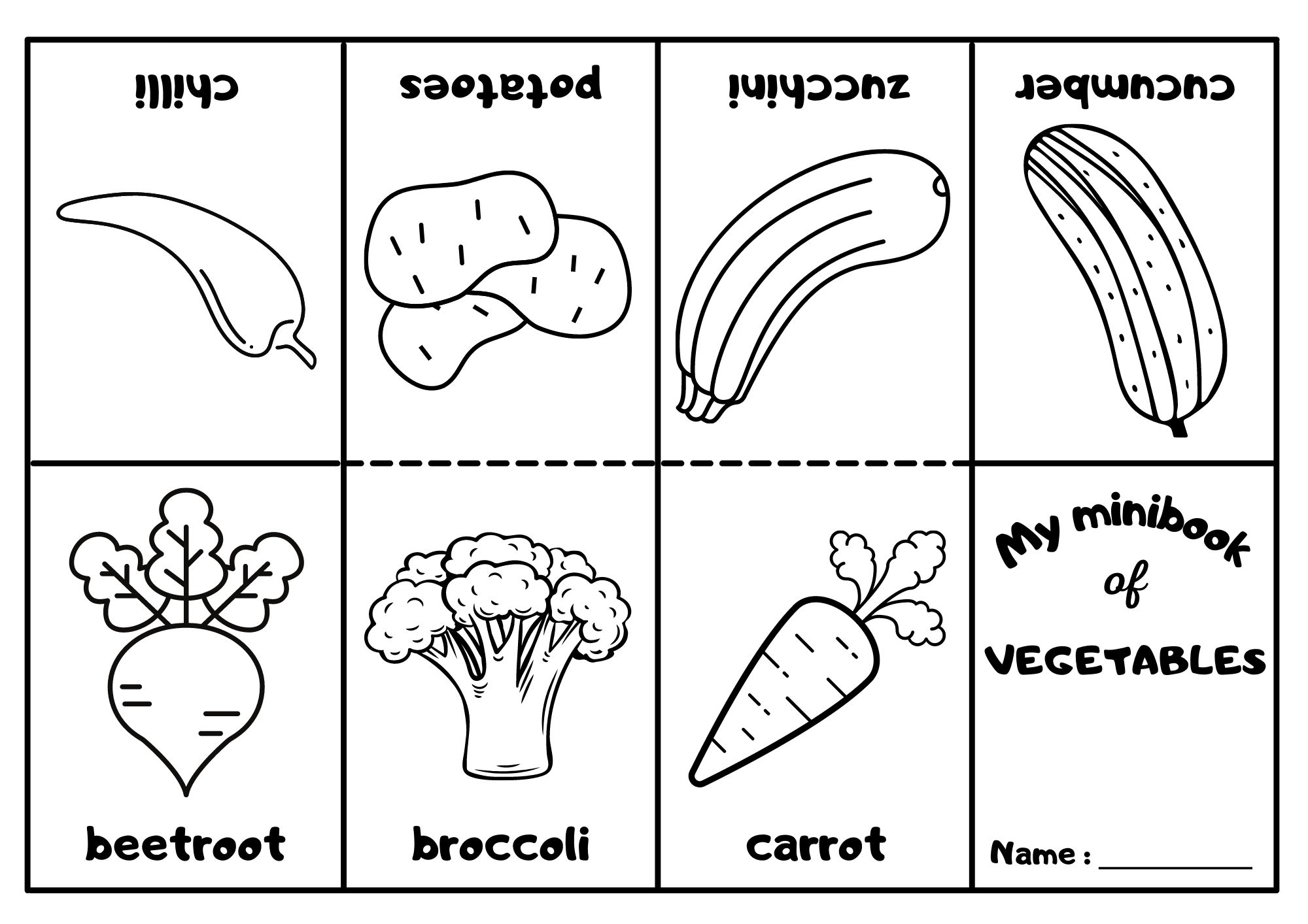 Vegetables Mini Coloring Book - Ezpzlearn.com
